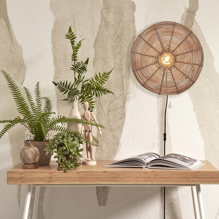 GOOD & MOJO Landelijke Ibiza Style wandlamp Tanami Ø40 cm naturel
