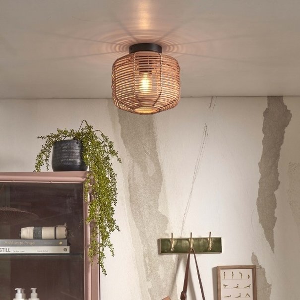 GOOD&MOJO Landelijke - Ibiza Style - Plafondlamp - Naturel - 25 cm - Tanami