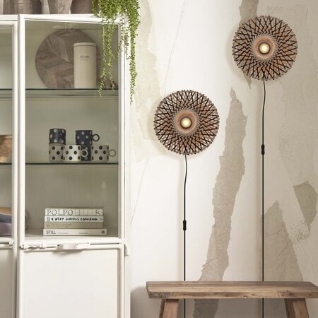 GOOD & MOJO Landelijke Stoere wandlamp Kalimantan Ø30 cm zwart naturel