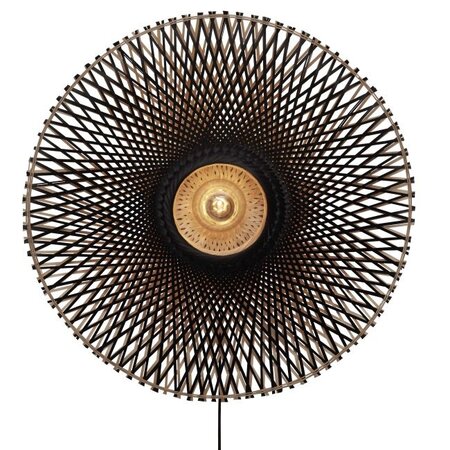 GOOD & MOJO Landelijke Stoere wandlamp Kalimantan Ø87 cm zwart naturel