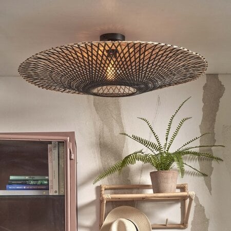 GOOD & MOJO Landelijke Stoere plafondlamp Kalimantan Ø87 cm zwart naturel