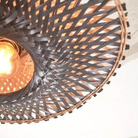 GOOD & MOJO Landelijke Stoere plafondlamp Kalimantan Ø60 cm zwart naturel