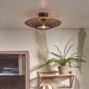 GOOD & MOJO Landelijke Stoere plafondlamp Kalimantan Ø44 cm zwart naturel