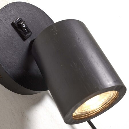GOOD & MOJO Landelijke Stoere wandlamp Java 1-lichts zwart bamboe