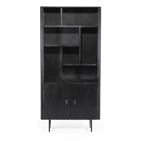 Eleonora Moderne Landelijke boekenkast Remi 200 cm zwart mangohout