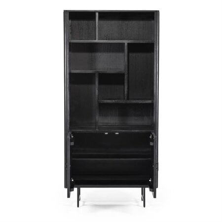 Eleonora Moderne Landelijke boekenkast Remi 200 cm zwart mangohout