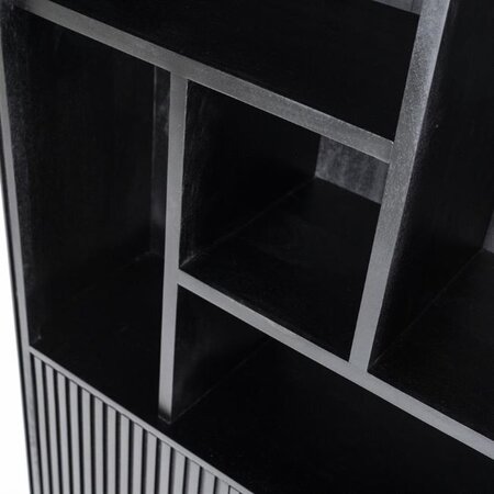 Eleonora Moderne Landelijke boekenkast Remi 200 cm zwart mangohout