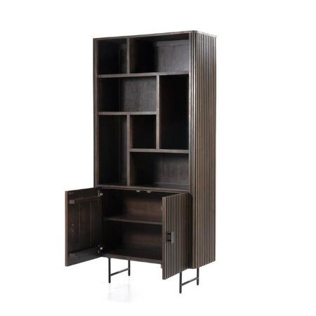 Eleonora Moderne Landelijke boekenkast Remi 200 cm bruin mangohout