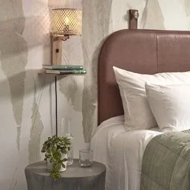 Wandlamp Java naturel met boekenplank