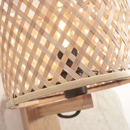 GOOD & MOJO Landelijke Retro wandlamp Java 1-lichts naturel met boekenplank