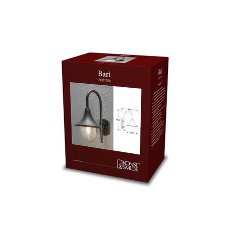 Konstsmide Klassieke buiten wandlamp Bari 1-lichts zwart