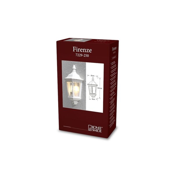 Konstsmide Klassieke - Buiten Wandlamp - Wit - 1-lichts - Firenze Flush