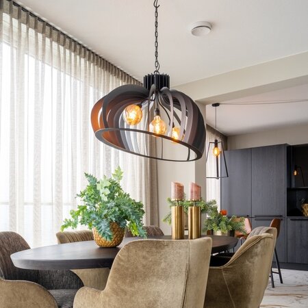 Ztahl Modern Industriële hanglamp Catania 3-lichts ovaal zwart