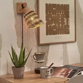 Wandlamp Java zwart naturel bamboekap