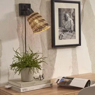 Wandlamp Java zwart bamboekap