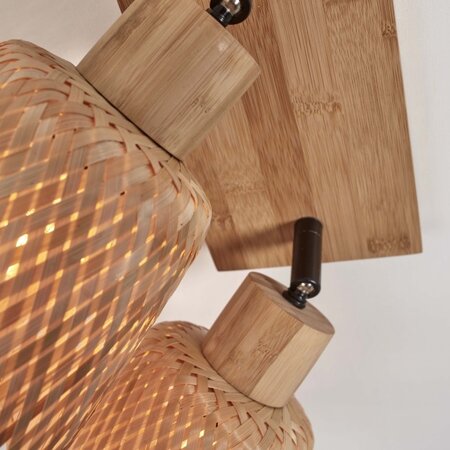 GOOD & MOJO Landelijke Retro opbouwspot Java 2-lichts bamboe naturel