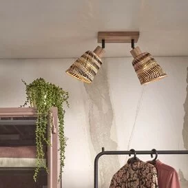 Opbouwspot Java 2-lichts zwart naturel kap