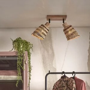 GOOD & MOJO Landelijke Retro opbouwspot Java 2-lichts zwart naturel