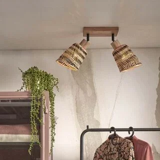 Opbouwspot Java 2-lichts zwart naturel kap