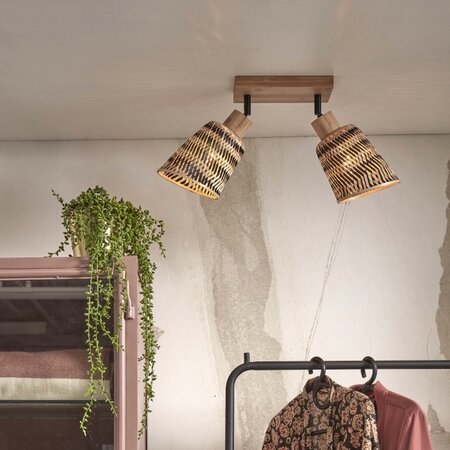 GOOD & MOJO Landelijke Retro opbouwspot Java 2-lichts zwart naturel