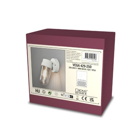 Konstsmide Moderne buiten wandlamp Vega small 1-lichts wit