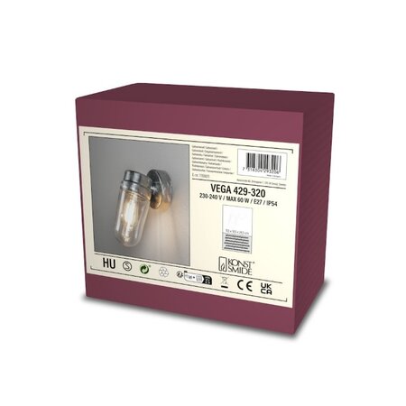 Konstsmide Moderne buiten wandlamp Vega small 1-lichts staal
