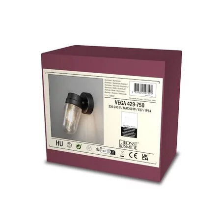 Konstsmide Moderne buiten wandlamp Vega small 1-lichts zwart