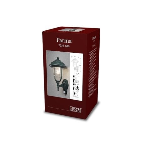 Konstsmide Klassieke buiten wandlamp Parma groen met bewegingssensor