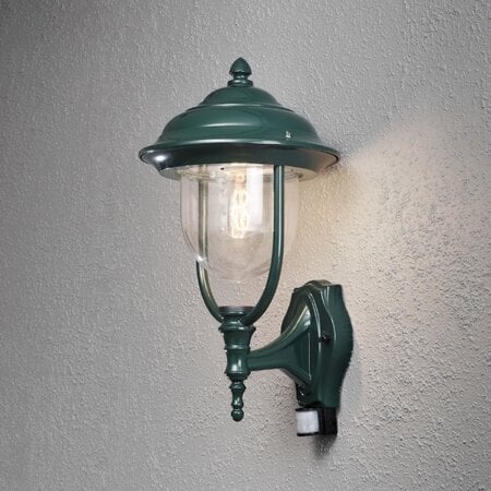 Konstsmide Klassieke buiten wandlamp Parma groen met bewegingssensor