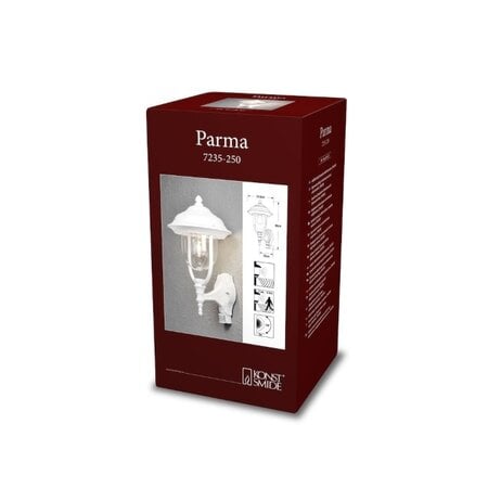 Konstsmide Klassieke buiten wandlamp Parma wit met bewegingssensor