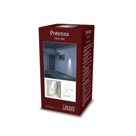 Konstsmide Moderne buiten wandlamp Potenza 1-lichts wit
