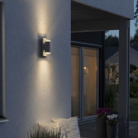 Konstsmide Moderne buiten wandlamp Potenza 2-lichts grijs