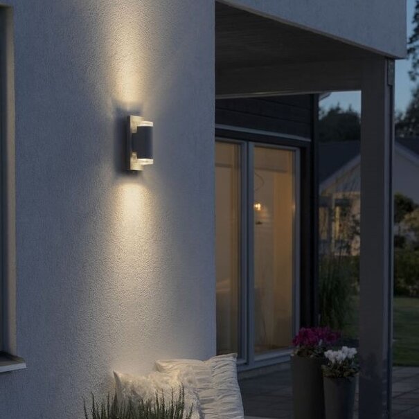 Konstsmide Moderne - buiten wandlamp - Potenza - 2-lichts - grijs