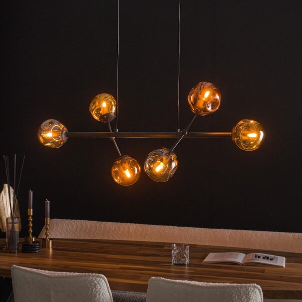 BelaLuz Moderne - Design - Hanglamp - 6 Lichts - Charcoal  - Miro