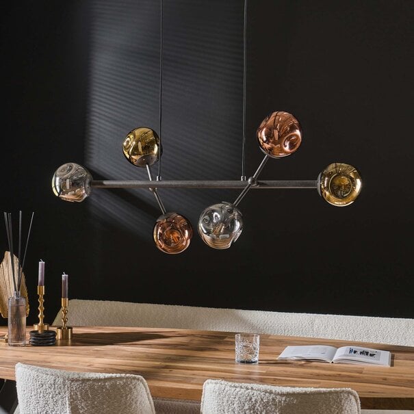 BelaLuz Moderne - Design - Hanglamp - 6 Lichts - Charcoal  - Miro