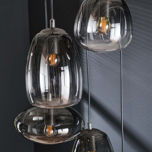 BelaLuz Moderne - Hanglamp - Smoke glas  - 5-lichts - Prismo