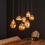 Industriële - Hanglamp - 7 lichts - Charcoal  - Amber Glas - Vetro