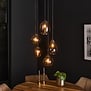 Industriële - Hanglamp - 5 lichts - Charcoal  - Smoke Glas - Vetro