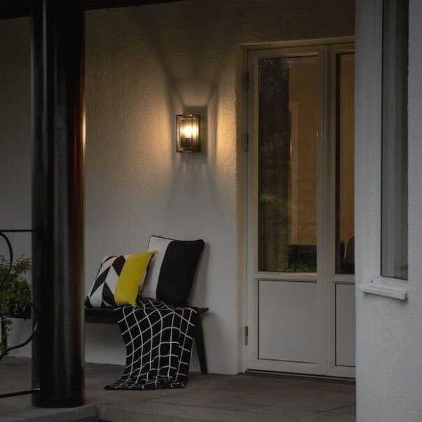 Konstsmide Moderne - buiten wandlamp - Brindisi - 1-lichts - zwart - transparant glas
