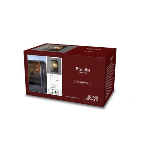 Konstsmide Moderne buiten wandlamp Brindisi 1-lichts zwart bewegingsmelder