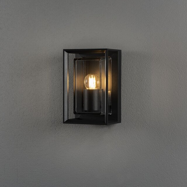 Buiten wandlamp Brindisi 1-lichts zwart transparant glas