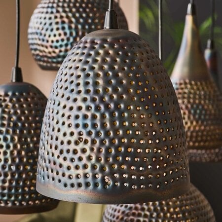 BelaLuz Industriële hanglamp Cambal 7-lichts zwart bruin