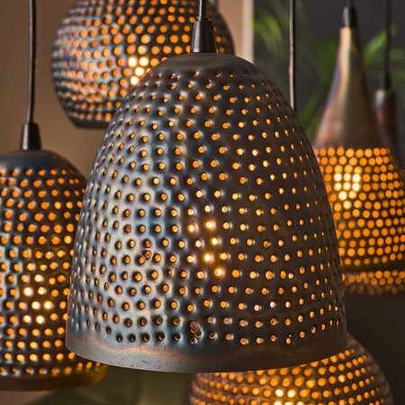 BelaLuz Industriële hanglamp Cambal 7-lichts zwart bruin