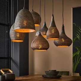 Hanglamp Cambal Mix 7-lichts zwart bruin