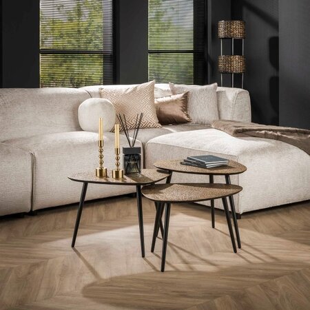 BelaLuz Moderne Industriële salontafel Cleo 3 set brons