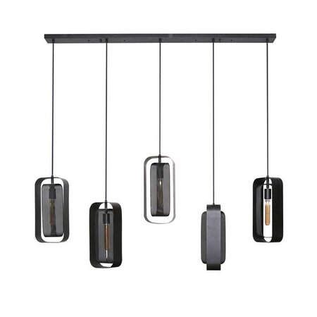 BelaLuz Industriële hanglamp Echo 5-lichts charcoal