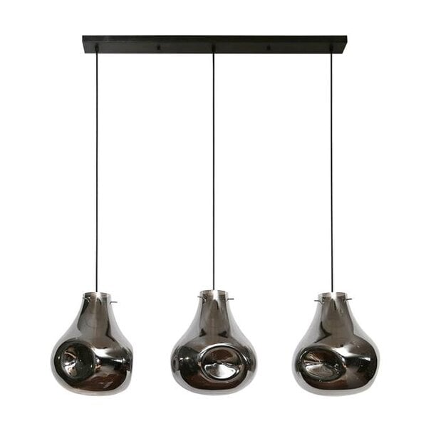 BelaLuz Moderne - Hanglamp - 3 Lichts - Gedeukt glas - Smoke - Aura
