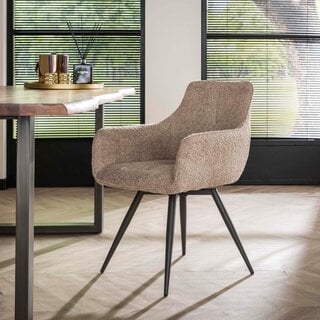 Eetkamerstoel Fox draaibaar Boucle zandkleur