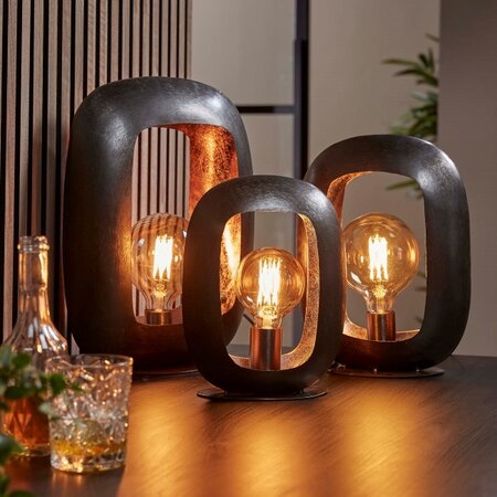 BelaLuz Industriële tafellamp Brick 1-lichts 44 cm zwart nikkel