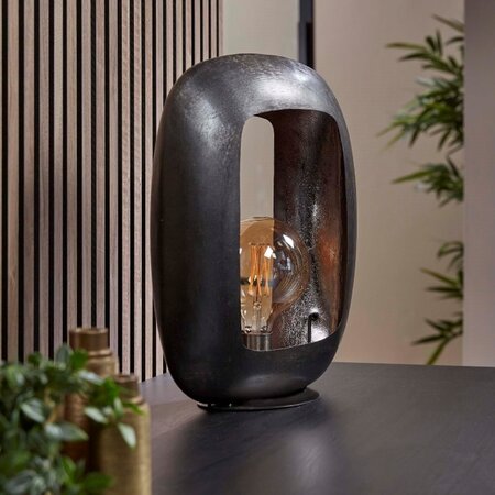 BelaLuz Industriële tafellamp Brick 1-lichts 44 cm zwart nikkel